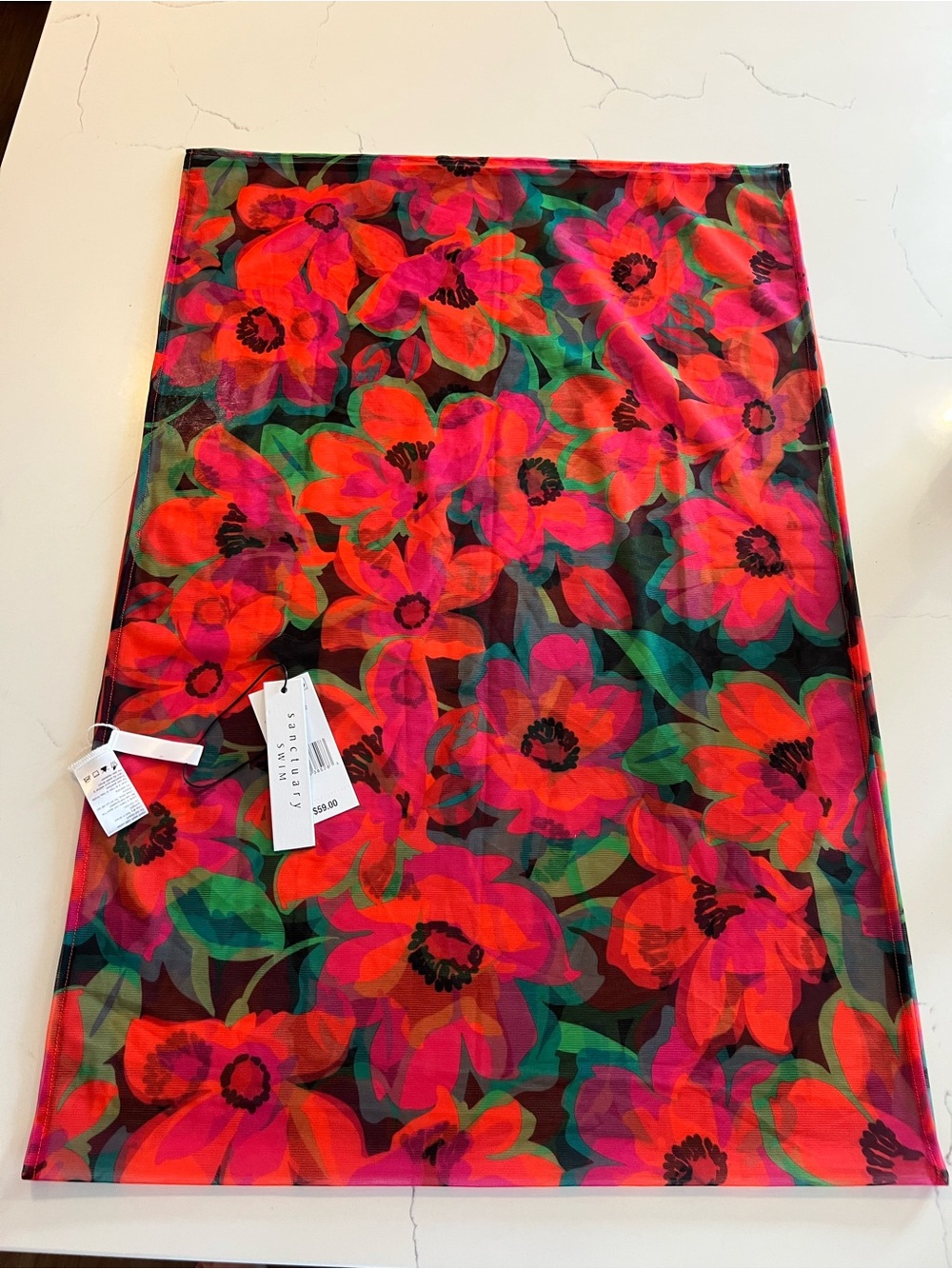 Sanctuary Floral Swim Sarong in Pink, Red and Green